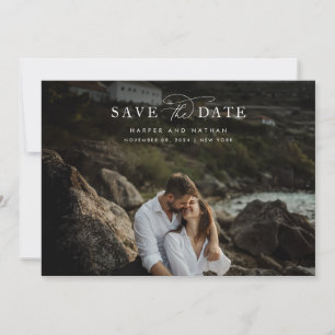 Chic Modern Coastal Wedding Photo Save The Date