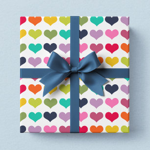 Chic Modern Colourful Hearts Valentine's Day Wrapping Paper