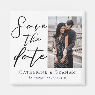Chic Modern Couple Photo Save the Date Magnet