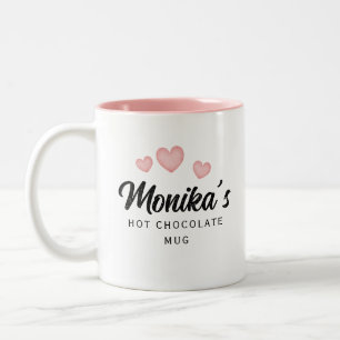 Chic Modern Custom Name Script Hot Chocolate Two-Tone Coffee Mug