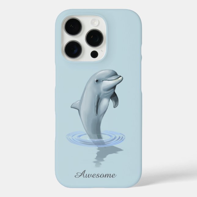 Chic Modern Dolphin & Script on Light Blue Case-Mate iPhone Case (Back)