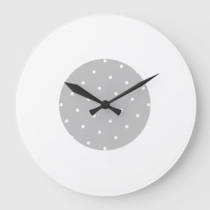 Chic Modern Dotted Grey Centre White Rim Stripe Large Clock