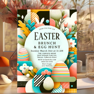 Chic Modern Easter Brunch & Egg Hunt Invitation