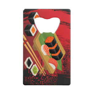 Chic Modern Elegant Black & Red Sushi