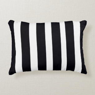 Chic Modern Elegant Classic Black & White Stripes Decorative Cushion