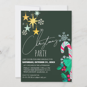 Chic Modern Elegant Script Christmas Party Invitation