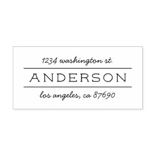 Chic Modern Family Name Script Return Address Rubber Stamp