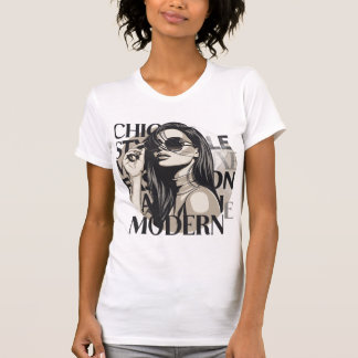 Chic Modern Fashion Silhouette Illustration T-Shirt