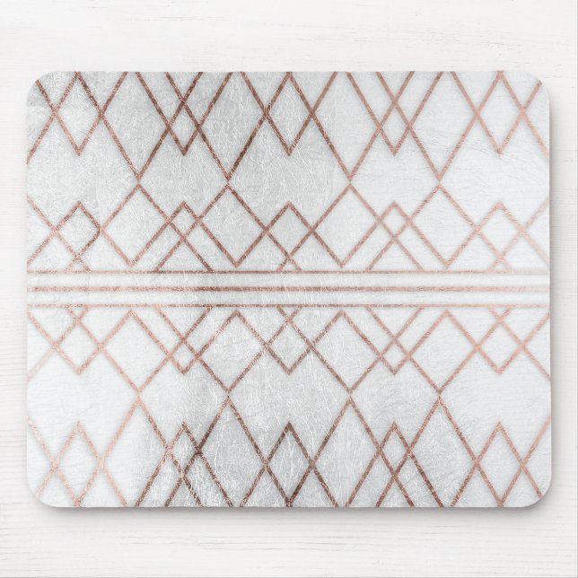 Chic Modern Faux Rose Gold Geometric Triangles Mouse Pad (Front)