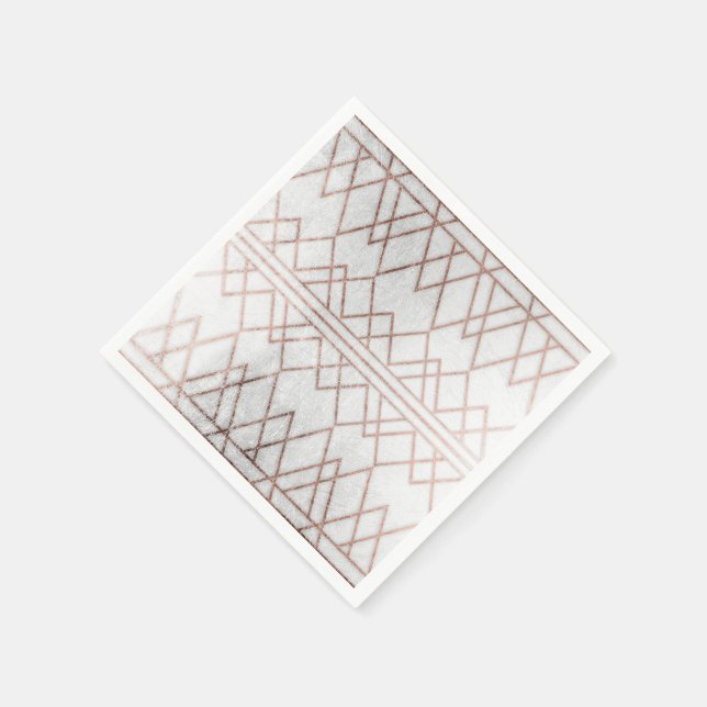Chic Modern Faux Rose Gold Geometric Triangles Napkin (Corner)