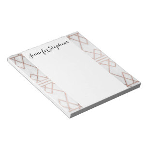 Chic Modern Faux Rose Gold Geometric Triangles Notepad