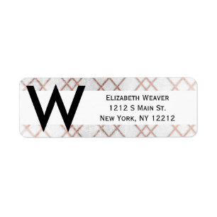 Chic Modern Faux Rose Gold Geometric Triangles Return Address Label