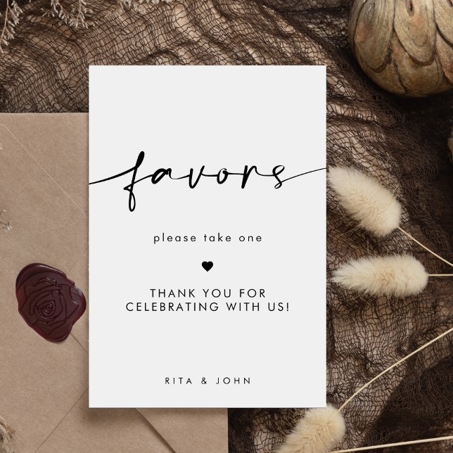 Chic Modern Favour Wedding Table Sign (Creator Uploaded)