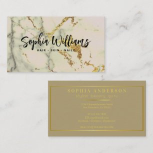 Chic Modern Foil Gold Glitter & Navy Marble Agate Business Card