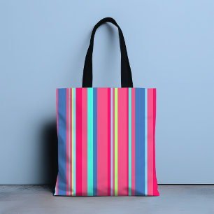 Chic Modern Girly Candy Stripe Pattern Tote Bag