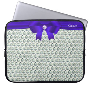 Chic modern & glitter diamonds on silver Laptop Sleeve
