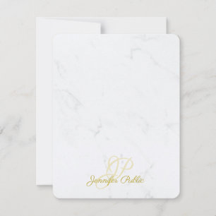 Chic Modern Gold Caligraphed Script Marble Elegant Card