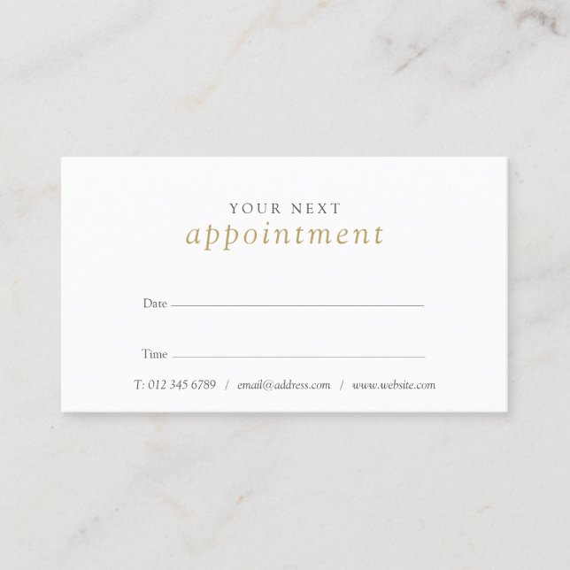 Chic Modern Gold Glitter Appointment Card (Front)