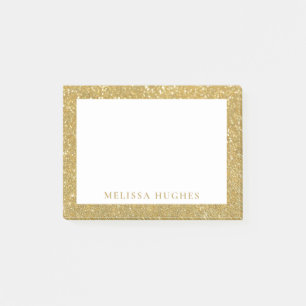 Chic Modern Gold Glitter Personalised Post-it Notes