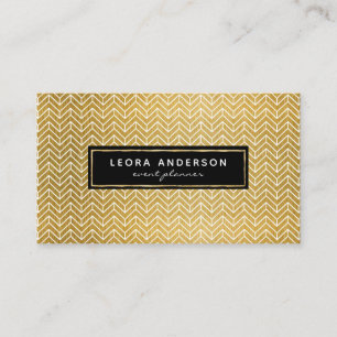 Chic Modern Gold Herringbone Pattern Business Card