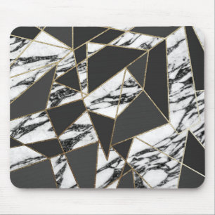 Chic Modern Gold Marble and Black Geometric Mouse Pad