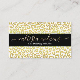 Chic Modern Gold White Leopard Jaguar Cheetah      Business Card