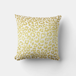 Chic Modern Gold White Leopard Jaguar Cheetah Cushion