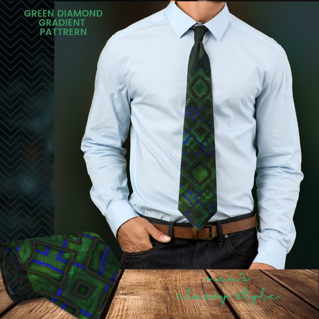 Chic Modern Green Diamond Gradient Pattern Tie (Green Diamond Gradient Pattern Neck Tie)