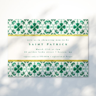 Chic Modern Green St. Patrick's Day Baby Shower Invitation
