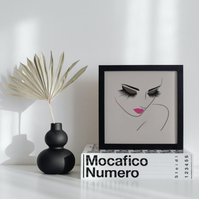 Chic Modern Grey and Pink Woman Face Bold Lashes   Poster (Creator Uploaded)