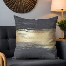 Chic Modern Grey Gold Abstract Brushstrokes