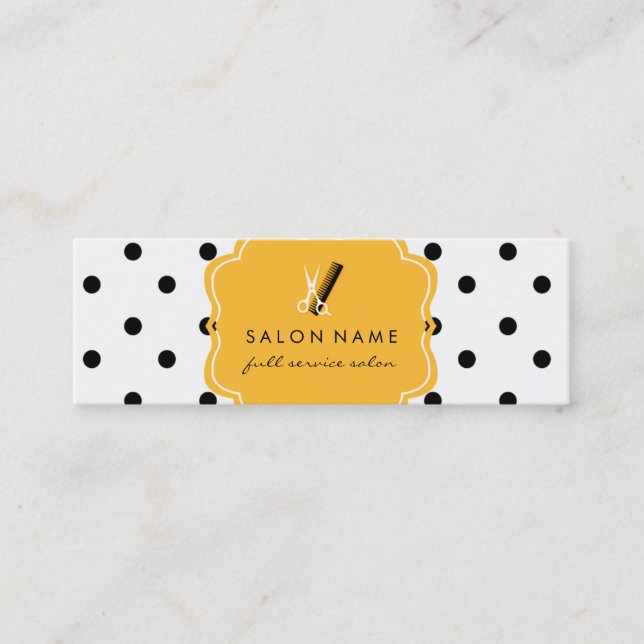 chic modern hair stylist hairstylist polka dot mini business card (Front)