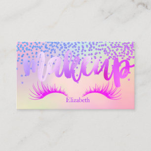 Chic Modern Holographic Diamonds Faux Lashes Business Card