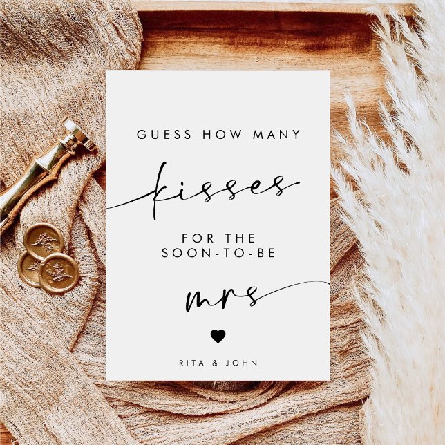 Chic Modern Kisses for Mrs Bridal Shower Game Sign (Creator Uploaded)