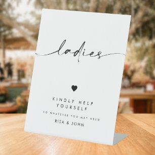 Chic Modern Ladies Bathroom Wedding Sign
