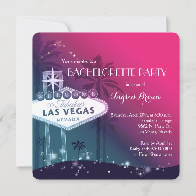 Chic Modern Las Vegas Bachelorette Party Invitation (Front)