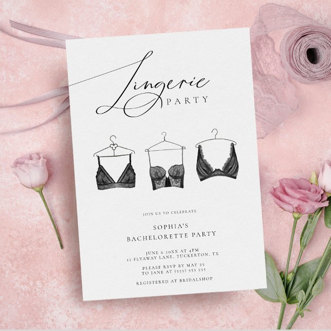 Chic Modern Lingerie Bachelorette Party Invitation (Creator Uploaded)