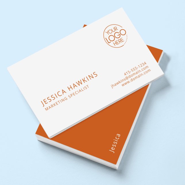 Chic Modern Logo Dark Orange Professional Business Card (Creator Uploaded)
