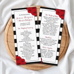Chic Modern Luxe Red Roses Wedding Program Rack Card