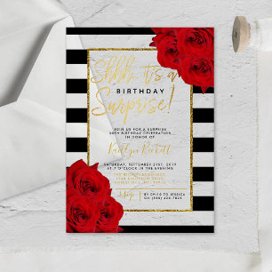 Chic Modern Luxe Shhh... Surprise Birthday Party Acrylic Invitations
