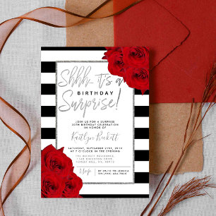 Chic Modern Luxe Shhh... Surprise Birthday Party Invitation
