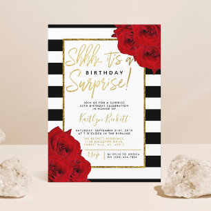 Chic Modern Luxe Shhh... Surprise Birthday Party Invitation