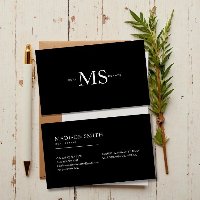 Chic Modern Luxury Black Professional Business Card (Creator Uploaded)