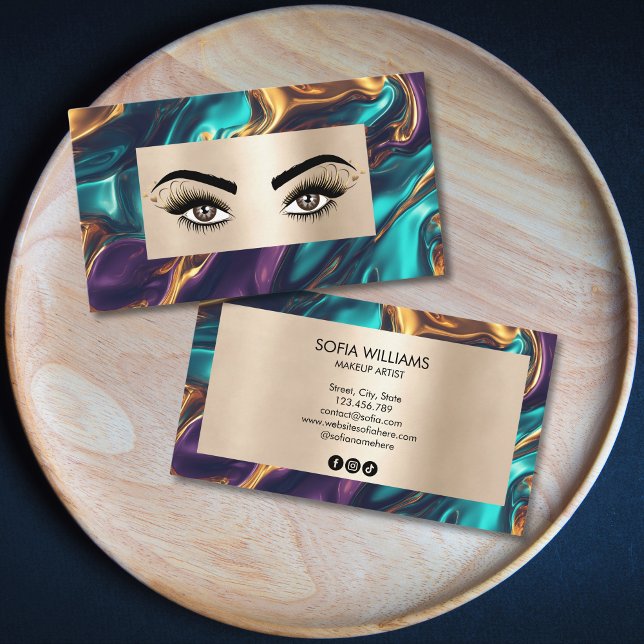 Chic Modern Luxury Gold Makeup Artist Beauty Salon Business Card (Creator Uploaded)