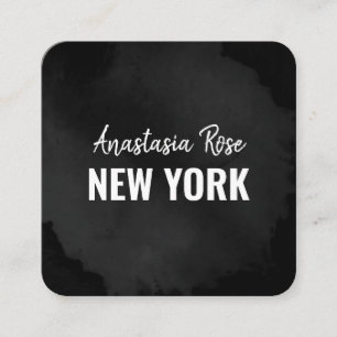 Chic Modern Luxury Plain Black Simple Minimalist Square Business Card