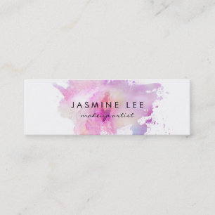chic modern makeup artist watercolor purple budget mini business card