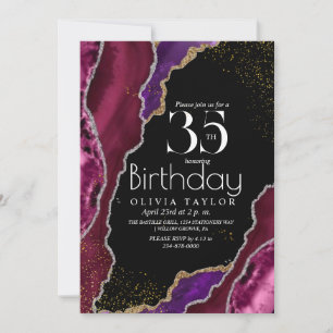 Chic Modern Marble 35th Spark Birthday Invitation