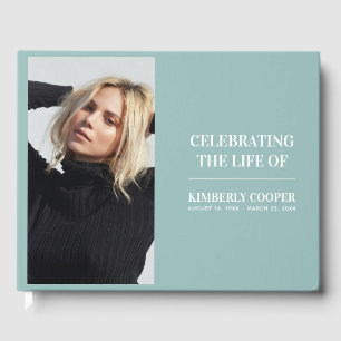 Chic Modern Memorial Photo   Keepsake Guest Book