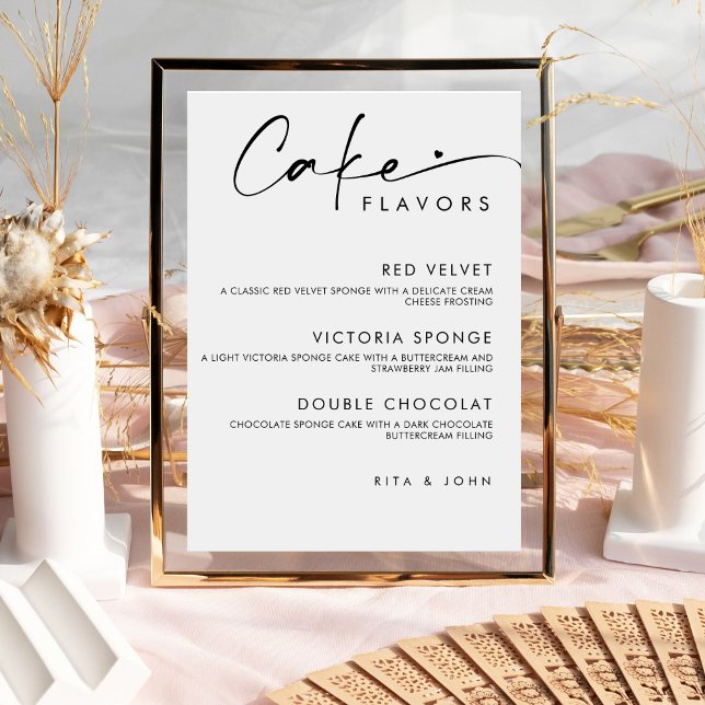 Chic Modern Menu Cake Wedding Cake Sign (Creator Uploaded)