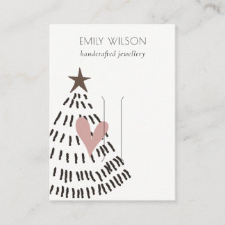 Chic Modern Minimal Christmas Tree Heart Hairpin Business Card